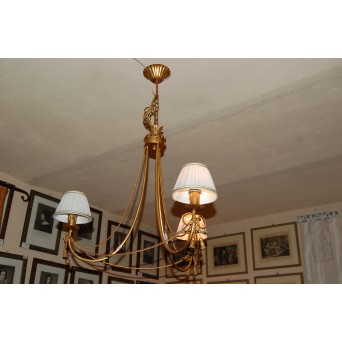 LAMPADARIO IN FERRO E CERAMICA